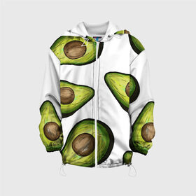 Детская куртка 3D с принтом Авокадо в Тюмени, 100% полиэстер | застежка — молния, подол и капюшон оформлены резинкой с фиксаторами, по бокам — два кармана без застежек, один потайной карман на груди, плотность верхнего слоя — 90 г/м2; плотность флисового подклада — 260 г/м2 | avocado | fruit | авокадо | овощ | фрукт
