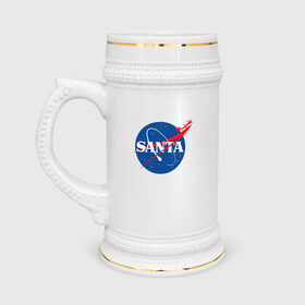 Кружка пивная с принтом SANTA \ NASA. в Тюмени,  керамика (Материал выдерживает высокую температуру, стоит избегать резкого перепада температур) |  объем 630 мл | 