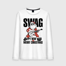 Мужской лонгслив хлопок с принтом SWAG в Тюмени, 100% хлопок |  | christmas | guitar | musician | new year | rock | santa claus | swag | гитара | дед мороз | музыкант | новый год | рождество | рок | санта клаус