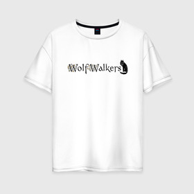 Женская футболка хлопок Oversize с принтом Легенда о волках в Тюмени, 100% хлопок | свободный крой, круглый ворот, спущенный рукав, длина до линии бедер
 | 