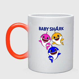 Кружка хамелеон с принтом Baby Shark в Тюмени, керамика | меняет цвет при нагревании, емкость 330 мл | baby | baby shark | shark | акула | анимация | бэби | бэби шарк | дети | мультфильм | песня | ребенок | шарк