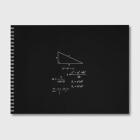 Альбом для рисования с принтом Теорема Пифагора в Тюмени, 100% бумага
 | матовая бумага, плотность 200 мг. | алгебра | геометрия | гипотенуза | катет | математик | пифагор | теорема пифагора | треугольник | философ | формулы | школа | шпаргалка