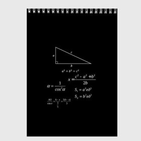 Скетчбук с принтом Теорема Пифагора в Тюмени, 100% бумага
 | 48 листов, плотность листов — 100 г/м2, плотность картонной обложки — 250 г/м2. Листы скреплены сверху удобной пружинной спиралью | алгебра | геометрия | гипотенуза | катет | математик | пифагор | теорема пифагора | треугольник | философ | формулы | школа | шпаргалка