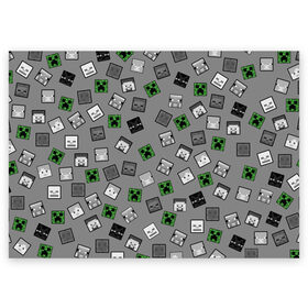 Поздравительная открытка с принтом Minecraft в Тюмени, 100% бумага | плотность бумаги 280 г/м2, матовая, на обратной стороне линовка и место для марки
 | alex | creeper | minecraft | steve | алекс | блок | вызыватель | зомби | игра | крипер | майнкрафт | победитель | приключения | свинья | стив