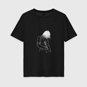 Женская футболка хлопок Oversize с принтом Курт Кобейн в Тюмени, 100% хлопок | свободный крой, круглый ворот, спущенный рукав, длина до линии бедер
 | курт кобейн | нарвана арт. | нирвана