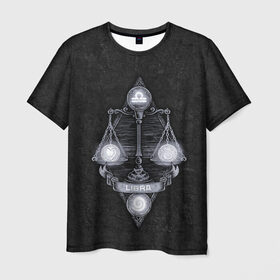 Мужская футболка 3D с принтом ВЕСЫ в Тюмени, 100% полиэфир | прямой крой, круглый вырез горловины, длина до линии бедер | libra | астрология | весы | знак зодиака | надппись