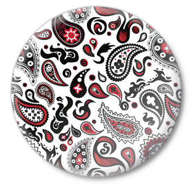 Значок с принтом Молекулярный рисунок в Тюмени,  металл | круглая форма, металлическая застежка в виде булавки | арт | белый | биология | красный | молекула | рисунок | чёрный