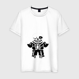 Мужская футболка хлопок с принтом Understale - Sans в Тюмени, 100% хлопок | прямой крой, круглый вырез горловины, длина до линии бедер, слегка спущенное плечо. | sans | undertale | андертейл | игровое | санс | скелет | скелетон