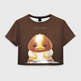 Женская футболка Crop-top 3D с принтом Baby Chocolate Niffler в Тюмени, 100% полиэстер | круглая горловина, длина футболки до линии талии, рукава с отворотами | fantastic beasts and where to find them | kowalski bakery | newton «newt» scamander | niffler | vdosadir | wizarding world | детеныш нюхля | ньютон «ньют» саламандер | нюхлер | нюхль