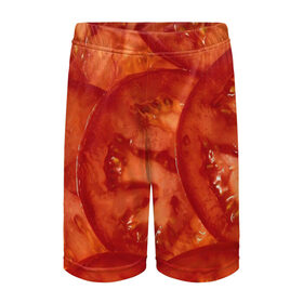 Детские спортивные шорты 3D с принтом Помидорки в Тюмени,  100% полиэстер
 | пояс оформлен широкой мягкой резинкой, ткань тянется
 | арт | еда | лето | овощ | овощи | помидор | помидорки | помидоры | рисунок | томат | томаты