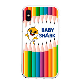 Чехол для iPhone XS Max матовый с принтом Baby Shark в Тюмени, Силикон | Область печати: задняя сторона чехла, без боковых панелей | Тематика изображения на принте: baby | baby shark | shark | акула | анимация | бэби | бэби шарк | дети | мультфильм | песня | ребенок | шарк