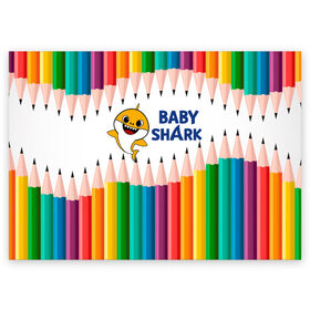 Поздравительная открытка с принтом Baby Shark в Тюмени, 100% бумага | плотность бумаги 280 г/м2, матовая, на обратной стороне линовка и место для марки
 | baby | baby shark | shark | акула | анимация | бэби | бэби шарк | дети | мультфильм | песня | ребенок | шарк