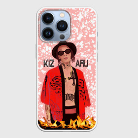 Чехол для iPhone 13 Pro с принтом KIZARU в Тюмени,  |  | death in a cloak | explosion | haunted family lettering | haunted family print | kizaru | rapper | tattoos | белые кляксы | взрыв | кизару | надпись haunted family | певец | принт haunted family | розовый | рэпер | татуировки |