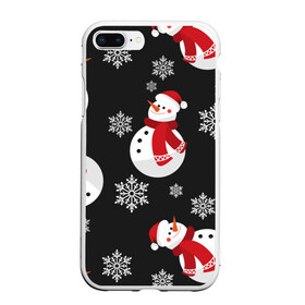 Чехол для iPhone 7Plus/8 Plus матовый с принтом новогодний снеговик в Тюмени, Силикон | Область печати: задняя сторона чехла, без боковых панелей | новый год | рождество | снеговик | снежинки