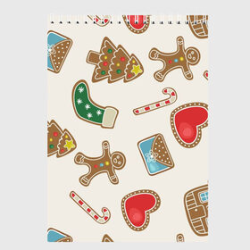 Скетчбук с принтом рождественские пряники в Тюмени, 100% бумага
 | 48 листов, плотность листов — 100 г/м2, плотность картонной обложки — 250 г/м2. Листы скреплены сверху удобной пружинной спиралью | 