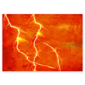 Поздравительная открытка с принтом Молния в Тюмени, 100% бумага | плотность бумаги 280 г/м2, матовая, на обратной стороне линовка и место для марки
 | гроза | гром | молния | оранжевый | разряд молнии | свет