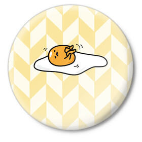 Значок с принтом гудетама в Тюмени,  металл | круглая форма, металлическая застежка в виде булавки | гудетама | еда | ленивое яйцо | яичница