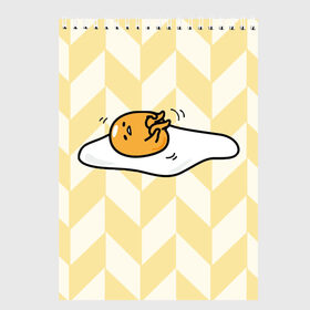 Скетчбук с принтом гудетама в Тюмени, 100% бумага
 | 48 листов, плотность листов — 100 г/м2, плотность картонной обложки — 250 г/м2. Листы скреплены сверху удобной пружинной спиралью | гудетама | еда | ленивое яйцо | яичница
