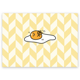 Поздравительная открытка с принтом гудетама в Тюмени, 100% бумага | плотность бумаги 280 г/м2, матовая, на обратной стороне линовка и место для марки
 | гудетама | еда | ленивое яйцо | яичница
