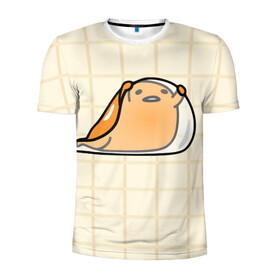 Мужская футболка 3D спортивная с принтом гудетама в Тюмени, 100% полиэстер с улучшенными характеристиками | приталенный силуэт, круглая горловина, широкие плечи, сужается к линии бедра | гудетама | еда | ленивое яйцо | яичница