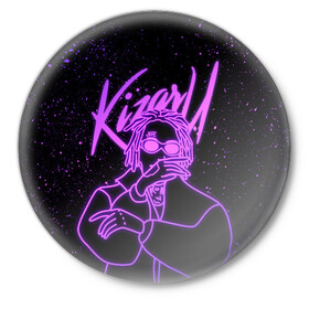 Значок с принтом KIZARU в Тюмени,  металл | круглая форма, металлическая застежка в виде булавки | Тематика изображения на принте: haunted family | kizaru | kizaru   haunted family | rap | кизару | рэп | хип хоп