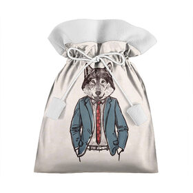 Подарочный 3D мешок с принтом ХИПСТЕР ВОЛК в Тюмени, 100% полиэстер | Размер: 29*39 см | alter ego | always be yourself | be positive | big | fashion | fashion man | hipster | wolf | wolfs | волк | галстук | животные | пиджак | собака | хипстер | я есть стиль