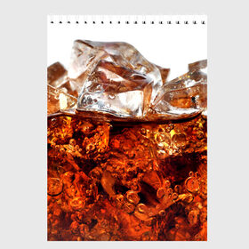 Скетчбук с принтом Кола со льдом в Тюмени, 100% бумага
 | 48 листов, плотность листов — 100 г/м2, плотность картонной обложки — 250 г/м2. Листы скреплены сверху удобной пружинной спиралью | Тематика изображения на принте: cola | colla | кола | колла | напитки | пузыри