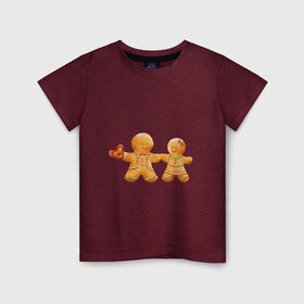 Детская футболка хлопок с принтом Пряничные человечки в Тюмени, 100% хлопок | круглый вырез горловины, полуприлегающий силуэт, длина до линии бедер | Тематика изображения на принте: 