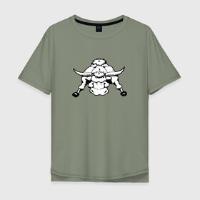 Мужская футболка хлопок Oversize с принтом Символ 2021 года в Тюмени, 100% хлопок | свободный крой, круглый ворот, “спинка” длиннее передней части | 2021 год | bull | бык | бычок | год быка