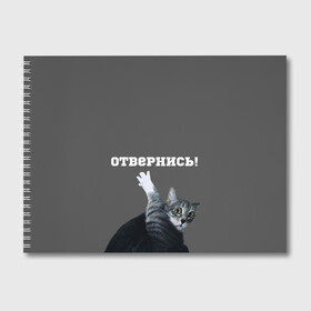 Альбом для рисования с принтом Отвернись! в Тюмени, 100% бумага
 | матовая бумага, плотность 200 мг. | cat | кот | смущение