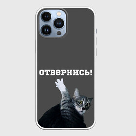 Чехол для iPhone 13 Pro Max с принтом Отвернись в Тюмени,  |  | Тематика изображения на принте: cat | кот | смущение