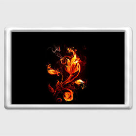 Магнит 45*70 с принтом Огненный цветок в Тюмени, Пластик | Размер: 78*52 мм; Размер печати: 70*45 | огненный цветок | огонь | узор | узор в огне | цветок | цветок в огне.