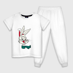Детская пижама хлопок с принтом Bugs Bunny в Тюмени, 100% хлопок |  брюки и футболка прямого кроя, без карманов, на брюках мягкая резинка на поясе и по низу штанин
 | looney tunes | warner bros | багз банни | безумные мелодии | веселые мелодии | ворнер | луни тюнз | луни тюнс | мультяшки | новый год