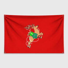 Флаг-баннер с принтом Волшебный олень в Тюмени, 100% полиэстер | размер 67 х 109 см, плотность ткани — 95 г/м2; по краям флага есть четыре люверса для крепления | 