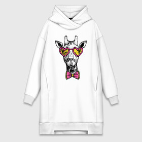 Платье-худи хлопок с принтом Жираф хипстер в Тюмени,  |  | butterfly | cool | ears | eyes | fashion | giraffe | hipster | horns | hype | muzzle | бабочка | глаза | жираф | круто | очки | рога | уши