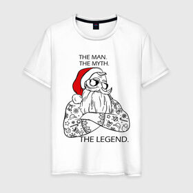 Мужская футболка хлопок с принтом Hipsters Santa в Тюмени, 100% хлопок | прямой крой, круглый вырез горловины, длина до линии бедер, слегка спущенное плечо. | 