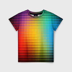 Детская футболка 3D с принтом Разноцветные пиксели в Тюмени, 100% гипоаллергенный полиэфир | прямой крой, круглый вырез горловины, длина до линии бедер, чуть спущенное плечо, ткань немного тянется | 