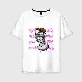 Женская футболка хлопок Oversize с принтом Гипсовая голова в Тюмени, 100% хлопок | свободный крой, круглый ворот, спущенный рукав, длина до линии бедер
 | 