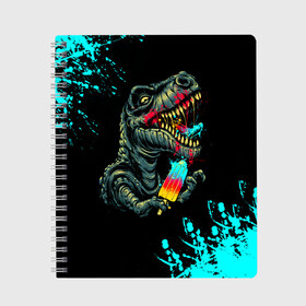 Тетрадь с принтом Godzilla в Тюмени, 100% бумага | 48 листов, плотность листов — 60 г/м2, плотность картонной обложки — 250 г/м2. Листы скреплены сбоку удобной пружинной спиралью. Уголки страниц и обложки скругленные. Цвет линий — светло-серый
 | Тематика изображения на принте: 2021 | godzilla | абстракция | брызги | год быка | годзила | годзилла | зверь | коготь | кот | лето | лиса | мороженко | мороженое | мужская | мужчина | новогодняя | океан | осьминог | с новым годом | след