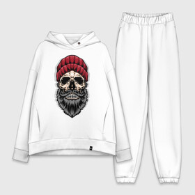 Женский костюм хлопок Oversize с принтом Hipster в Тюмени,  |  | beard | cap | cool | fashion | grin | hipster | hype | jaw | moustache | orbits | skull | teeth | борода | глазницы | зубы | круто | мода | оскал | пасть | усы | хайп | череп | шапка