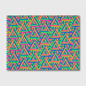 Альбом для рисования с принтом РАЗНОЦВЕТНЫЕ ТРЕУГОЛЬНИКИ в Тюмени, 100% бумага
 | матовая бумага, плотность 200 мг. | геометрия | паттерн | радуга | разноцветные | соты | текстуры | треугольники | узор | яркие