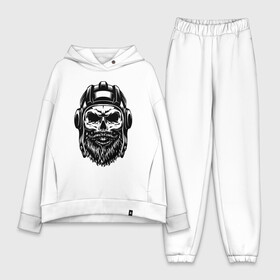 Женский костюм хлопок Oversize с принтом Танкист хипстер в Тюмени,  |  | beard | cool | fashion | grin | helmet | hipster | hype | jaw | moustache | orbits | skull | teeth | борода | глазницы | зубы | круто | мода | оскал | пасть | усы | хайп | череп | шлем