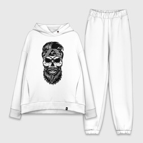 Женский костюм хлопок Oversize с принтом Hipster 2022 dude в Тюмени,  |  | bandana | beard | cool | dude | fashion | hipster | hype | moustache | orbits | skull | teeth | бандана | борода | глазницы | зубы | крутo | мода | усы | хайп | череп | чувак