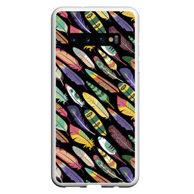Чехол для Samsung Galaxy S10 с принтом Feathers в Тюмени, Силикон | Область печати: задняя сторона чехла, без боковых панелей | Тематика изображения на принте: color | cool | fashion | feather | hipster | круто | мода | перо | хипстер | цвет