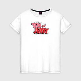 Женская футболка хлопок с принтом Том и Джерри в Тюмени, 100% хлопок | прямой крой, круглый вырез горловины, длина до линии бедер, слегка спущенное плечо | tom and jerry | vdkimel | warner bros | том и джерри