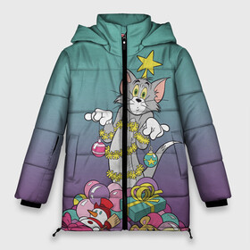 Женская зимняя куртка Oversize с принтом Tom and Jerry в Тюмени, верх — 100% полиэстер; подкладка — 100% полиэстер; утеплитель — 100% полиэстер | длина ниже бедра, силуэт Оверсайз. Есть воротник-стойка, отстегивающийся капюшон и ветрозащитная планка. 

Боковые карманы с листочкой на кнопках и внутренний карман на молнии | tom and jerry | vdkimel | warner bros | гирлянда | елка | подарки | том и джерри