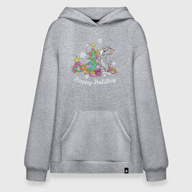 Худи SuperOversize хлопок с принтом Tom and Jerry в Тюмени, 70% хлопок, 30% полиэстер, мягкий начес внутри | карман-кенгуру, эластичная резинка на манжетах и по нижней кромке, двухслойный капюшон
 | tom and jerry | vdkimel | warner bros | том и джерри