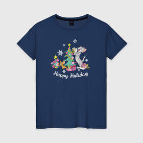 Женская футболка хлопок с принтом Tom and Jerry в Тюмени, 100% хлопок | прямой крой, круглый вырез горловины, длина до линии бедер, слегка спущенное плечо | tom and jerry | vdkimel | warner bros | том и джерри