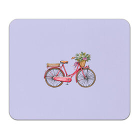 Коврик для мышки прямоугольный с принтом Bicycle в Тюмени, натуральный каучук | размер 230 х 185 мм; запечатка лицевой стороны | букет | велосипед | лето | цветы
