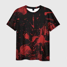 Мужская футболка 3D с принтом Пятна кровавой краски в Тюмени, 100% полиэфир | прямой крой, круглый вырез горловины, длина до линии бедер | Тематика изображения на принте: 